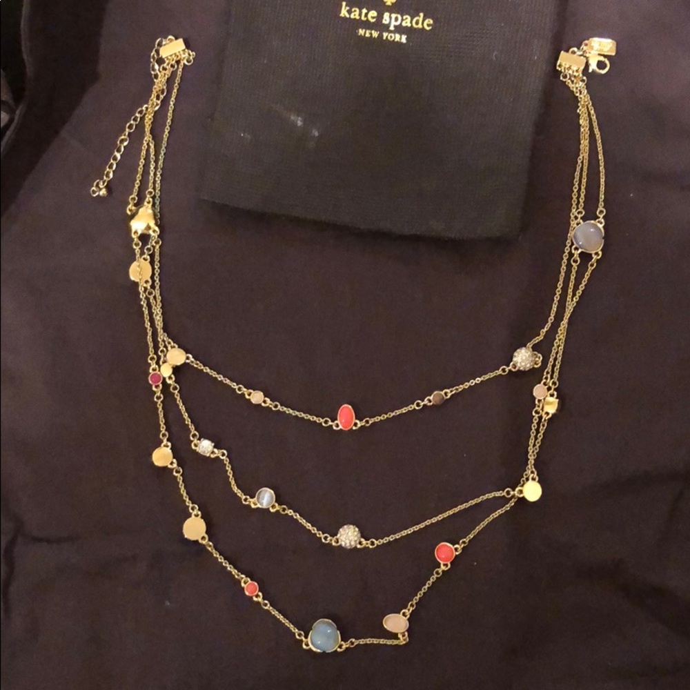 Kate Spade Three strand colorful gold necklace